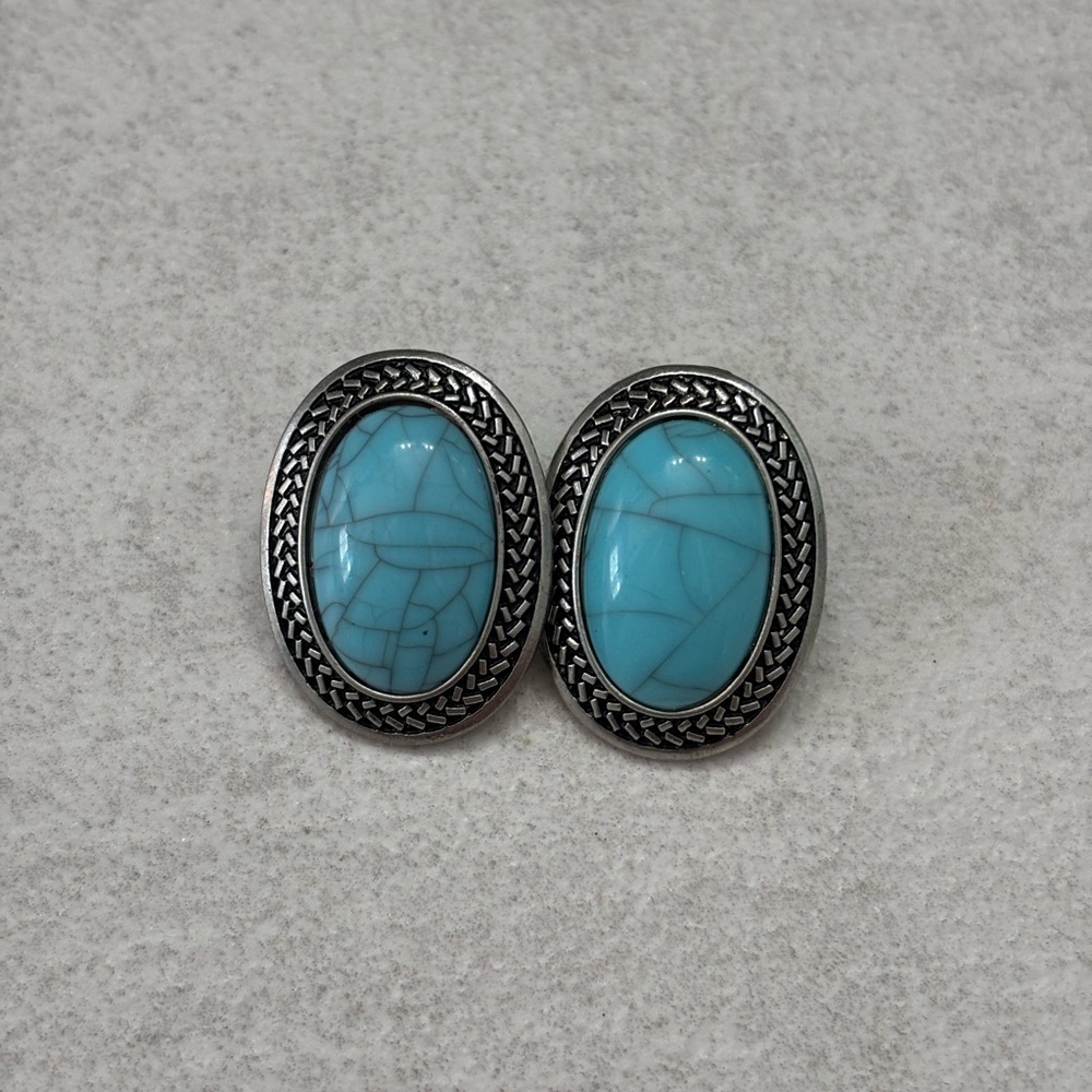 Turquoise Oval Studded Earrings